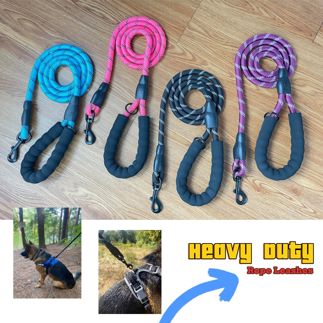 Lovellino Heavy Duty Rope Leash – Built for strength and durability, featuring a reflective design, 360° swiveling clasp, and padded handle for comfortable control on every walk.